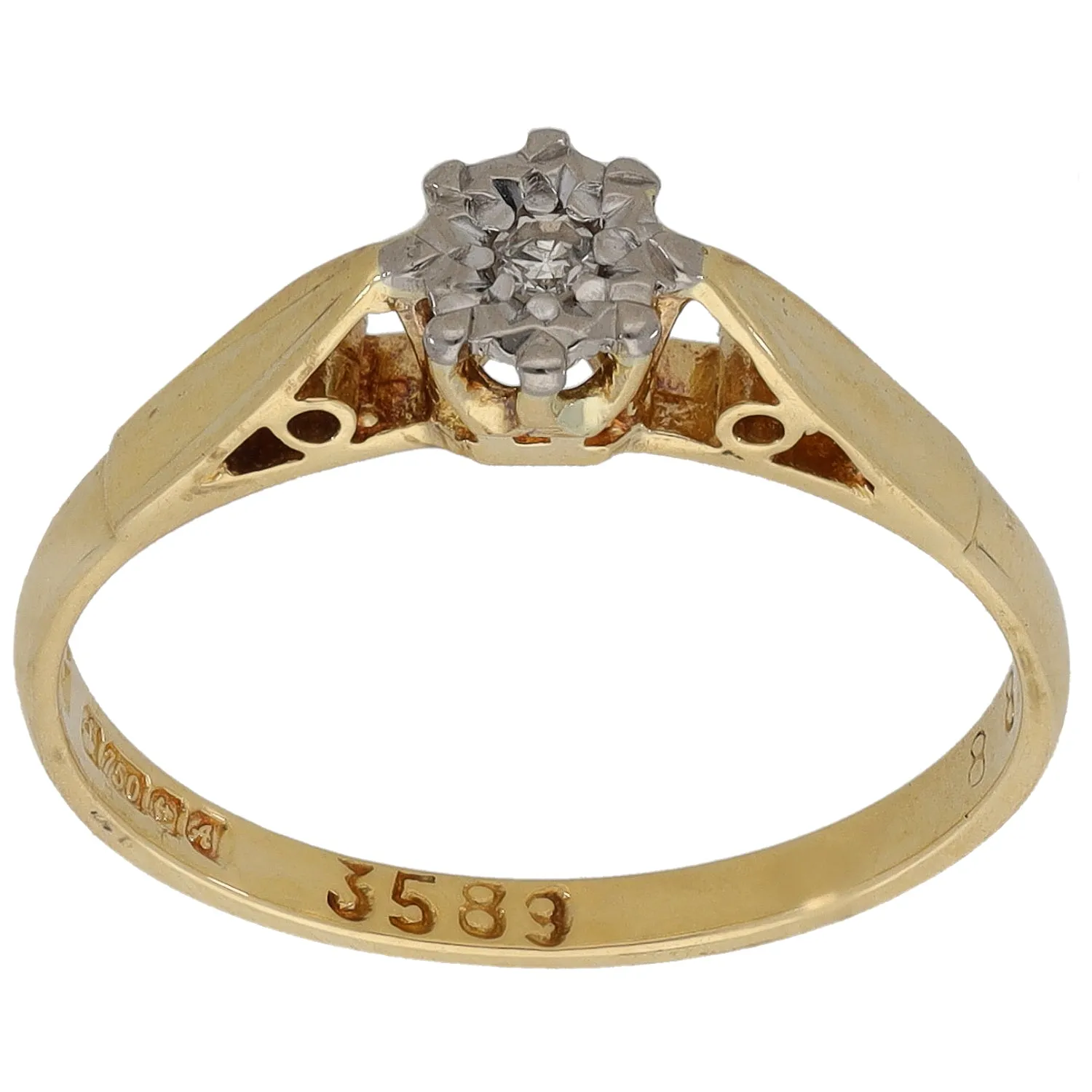 18ct Gold 0.02ct Diamond Solitaire Ring Size L