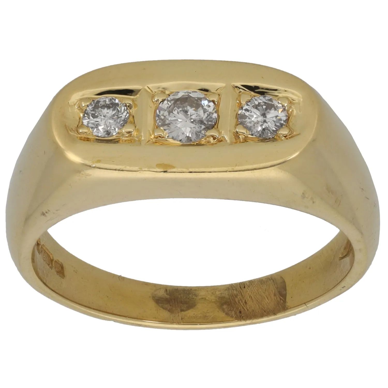 18ct Gold 0.35ct Diamond Trilogy Ring Size S