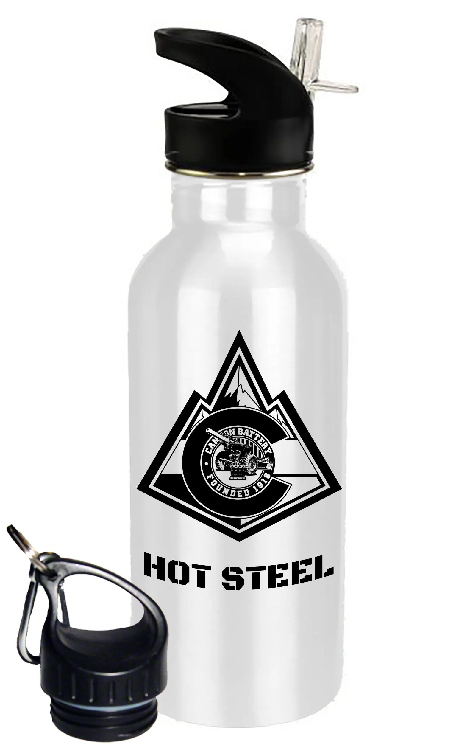 20 oz Stainless Steel Water Bottle with Stem/Straw Top and Spare Lid with Carabiner. **Free Shipping for Liaison Pick-up orders only**