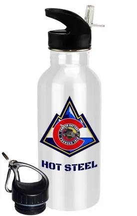 20 oz Stainless Steel Water Bottle with Stem/Straw Top and Spare Lid with Carabiner. **Free Shipping for Liaison Pick-up orders only**