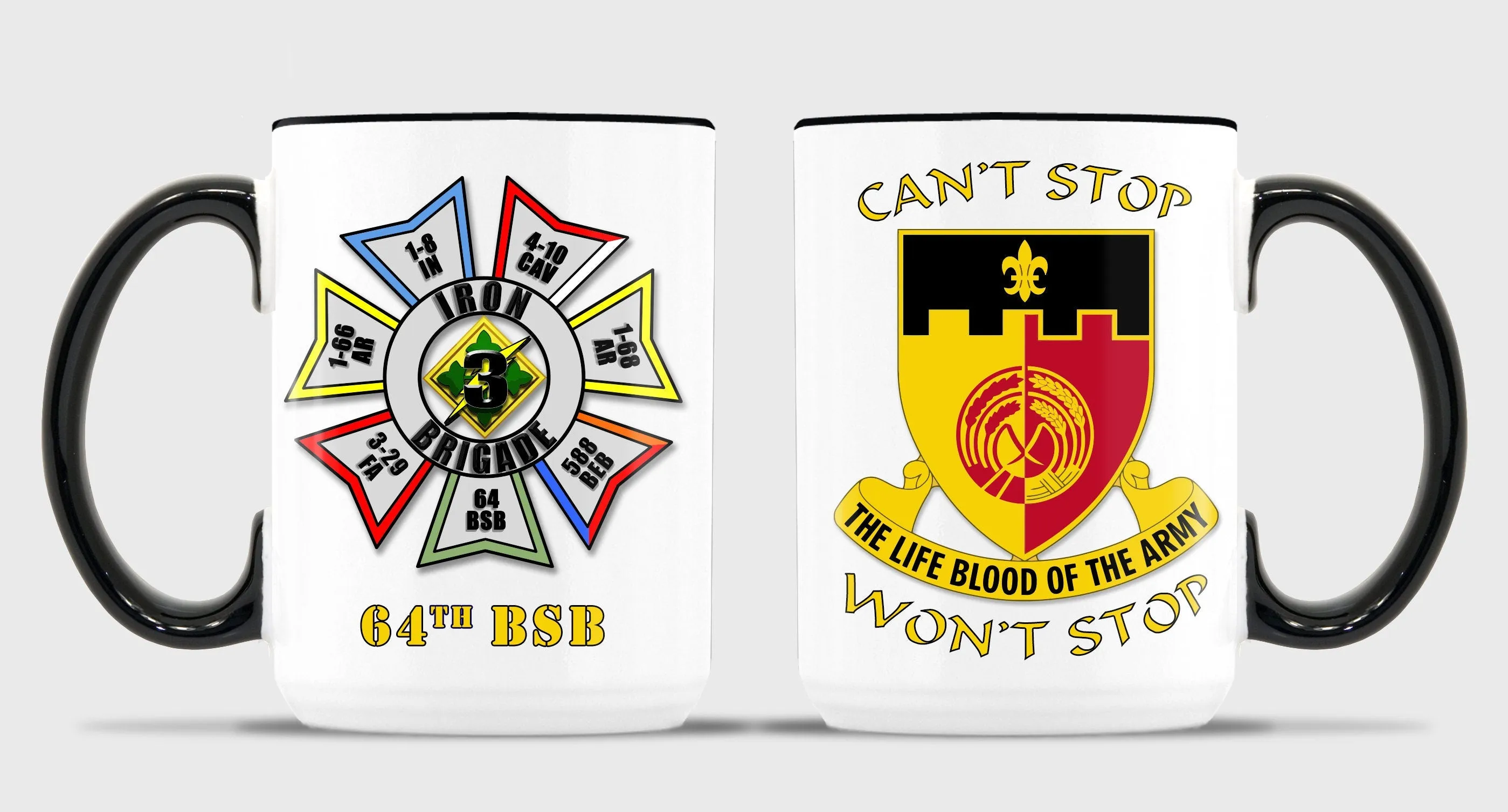 64th BSB - White & White with Black Rim and Handle 15 oz Coffee Mug.*Free Shipping for Liaison Pick-up orders only*