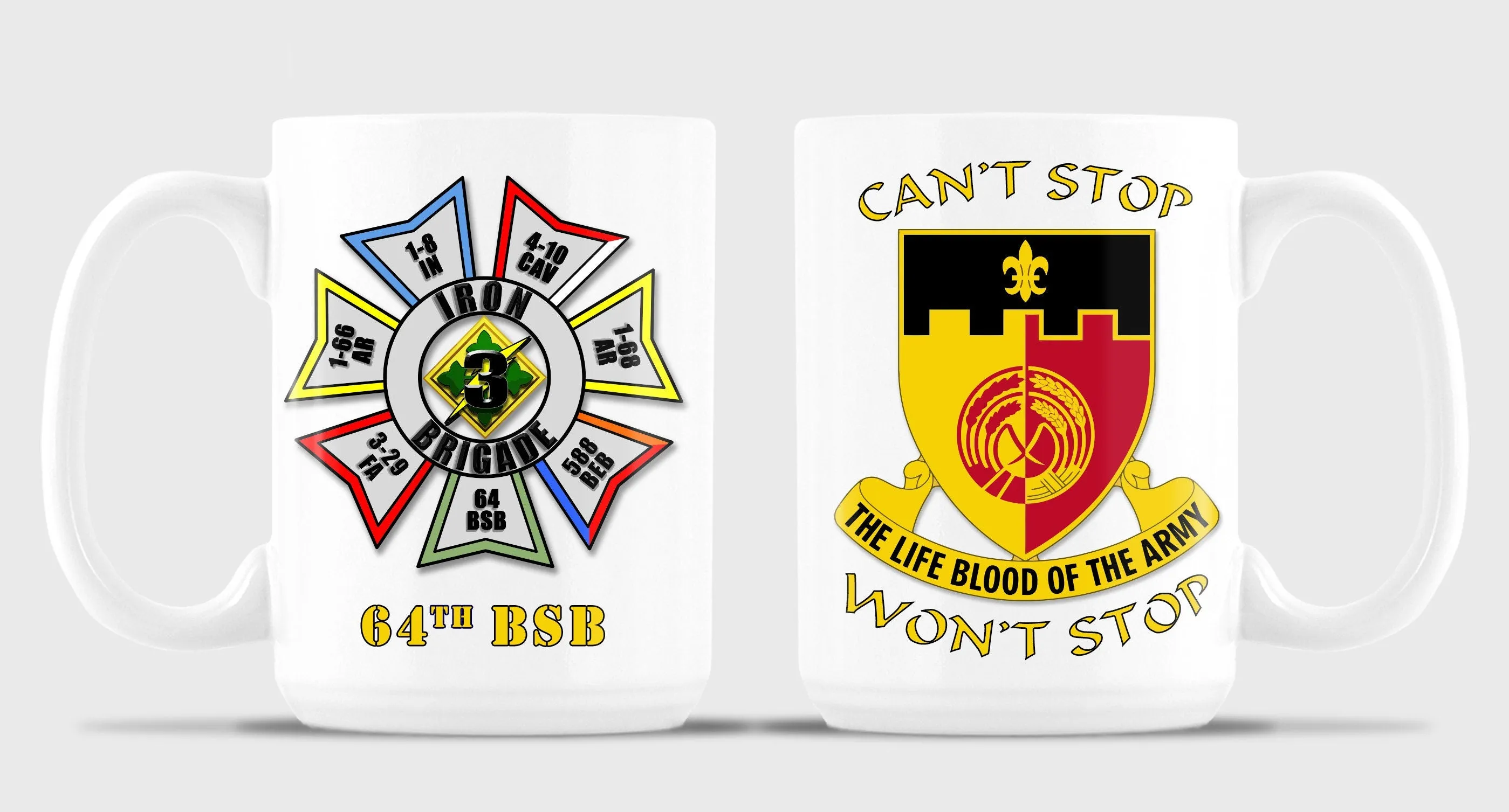 64th BSB - White & White with Black Rim and Handle 15 oz Coffee Mug.*Free Shipping for Liaison Pick-up orders only*