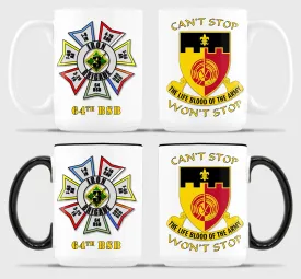 64th BSB - White & White with Black Rim and Handle 15 oz Coffee Mug.*Free Shipping for Liaison Pick-up orders only*