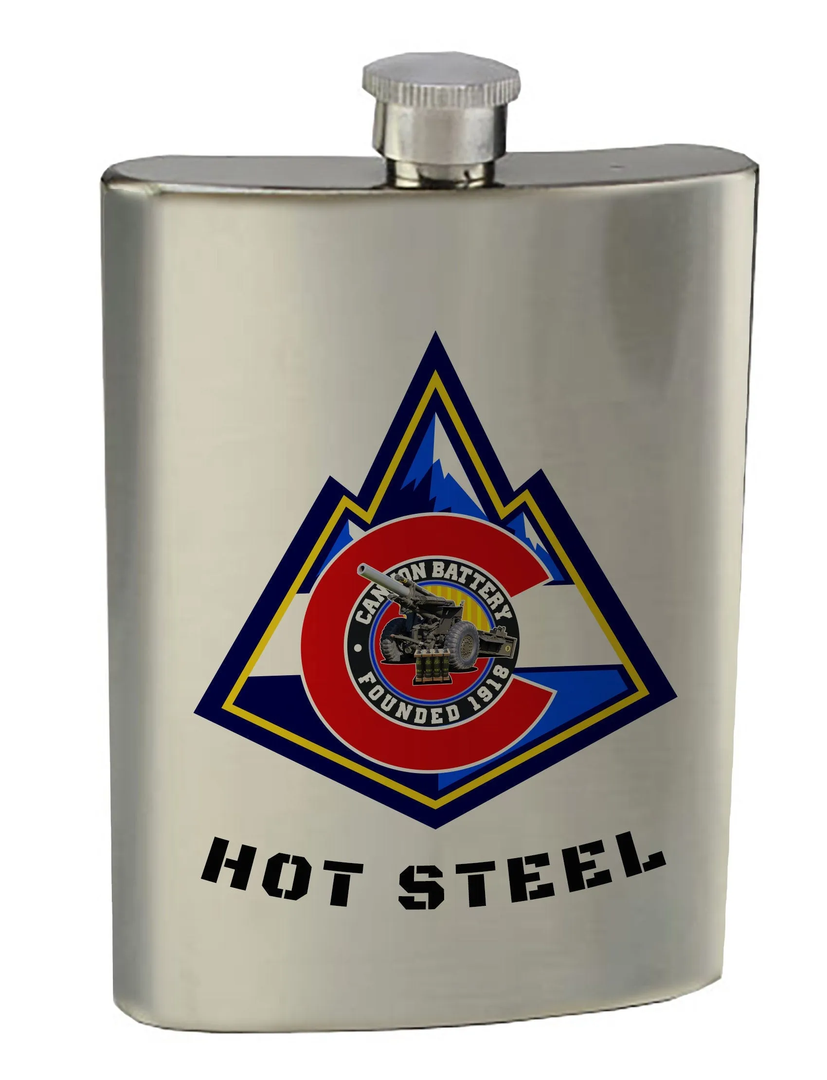 8 oz. Stainless Steel Flask with screw on lid. **Free Shipping means for Liaison pick up to base only**