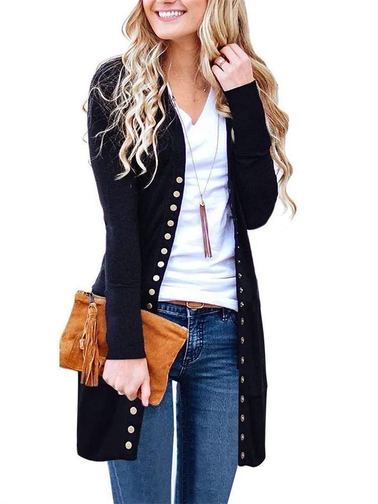 Amy Fashion - Autumn Winter Knitted Cardigan Women Jumper Long Sleeve Slim Sweater