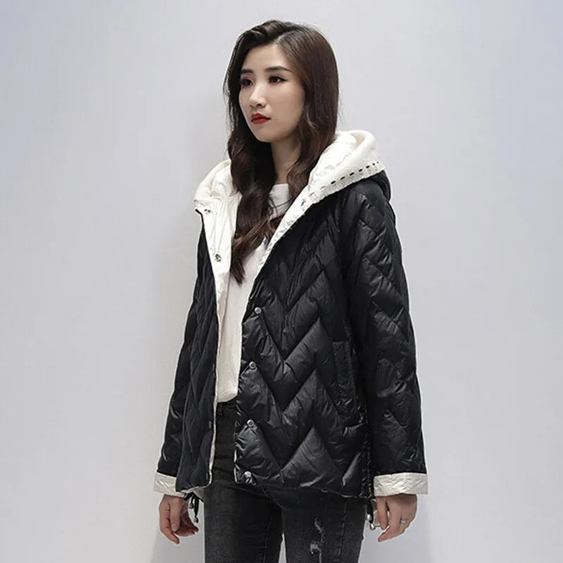 Black Friday Sales Casual Female Hooded White Duck Down Short Coat Winter Women Ultra Light Down Jacket Ladies Warm Snow Parkas Outwear