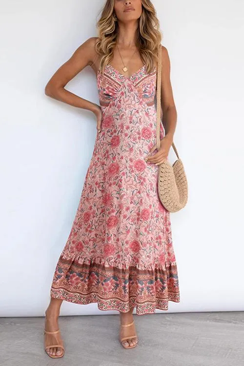 Boho Print Slip Maxi Dress