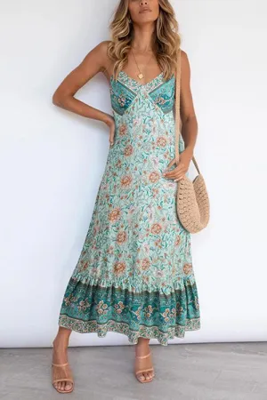 Boho Print Slip Maxi Dress