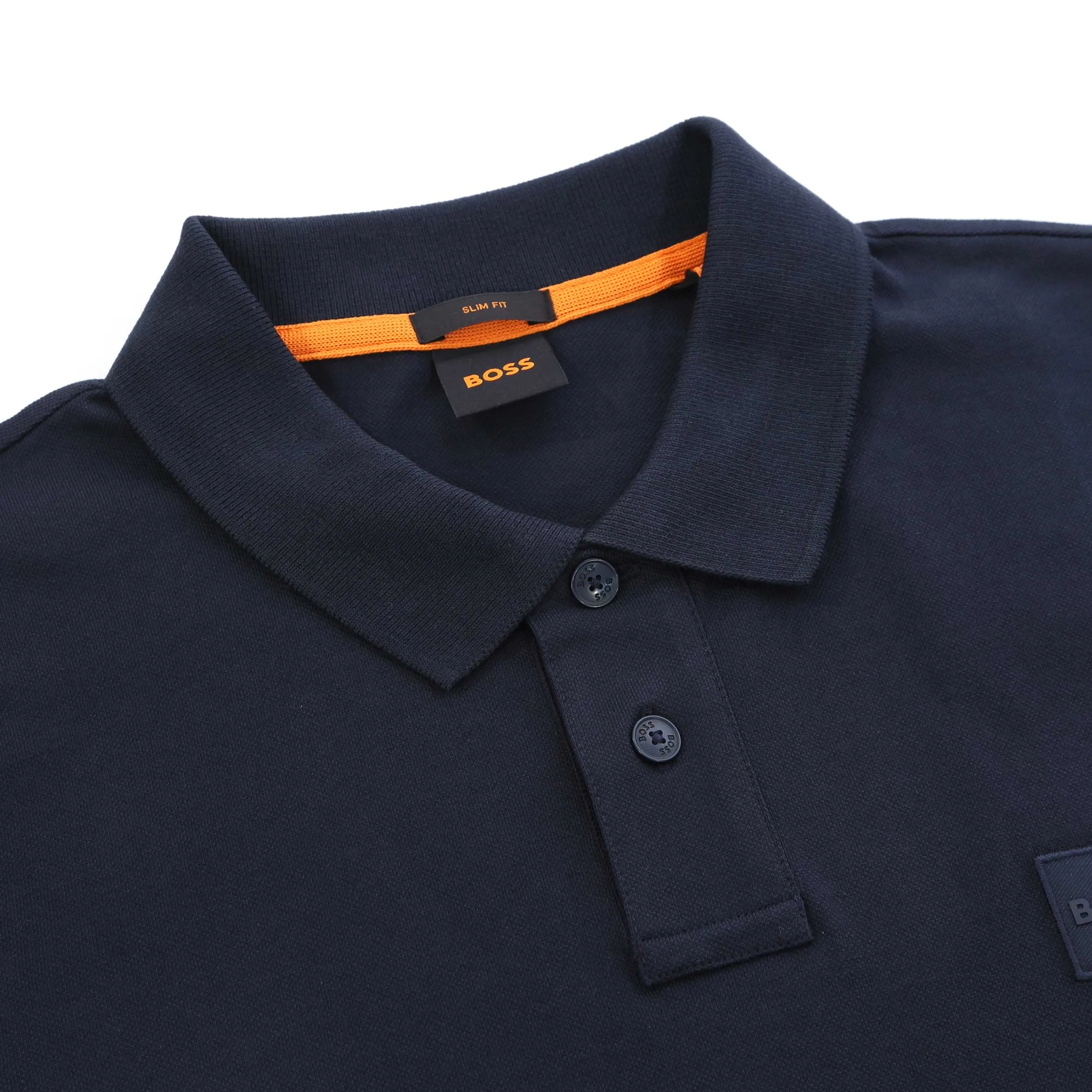 BOSS Passerby Long Sleeve Polo Shirt in Navy