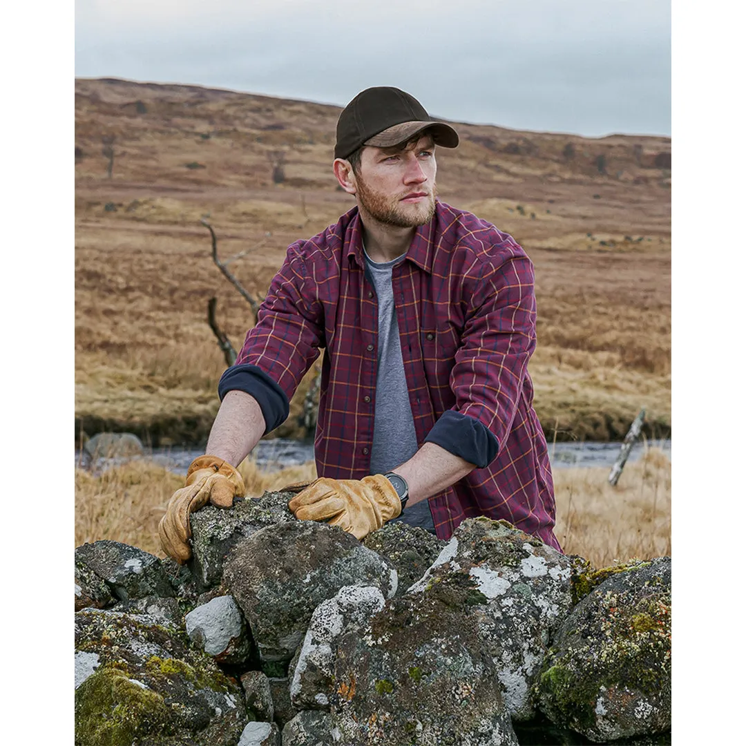 Bramble Micro-Fleece Lined Shirt - Wine Check by Hoggs of Fife