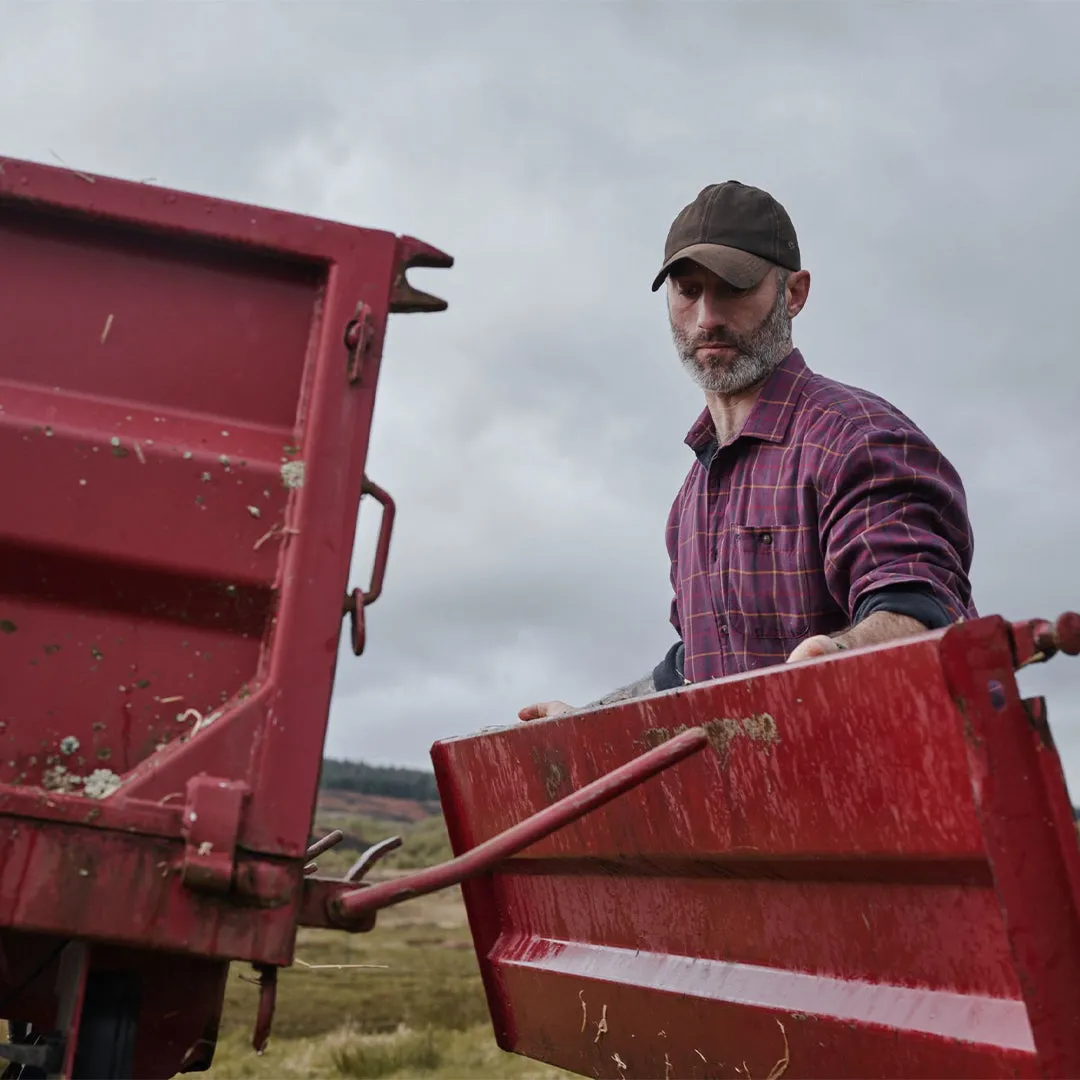 Bramble Micro-Fleece Lined Shirt - Wine Check by Hoggs of Fife