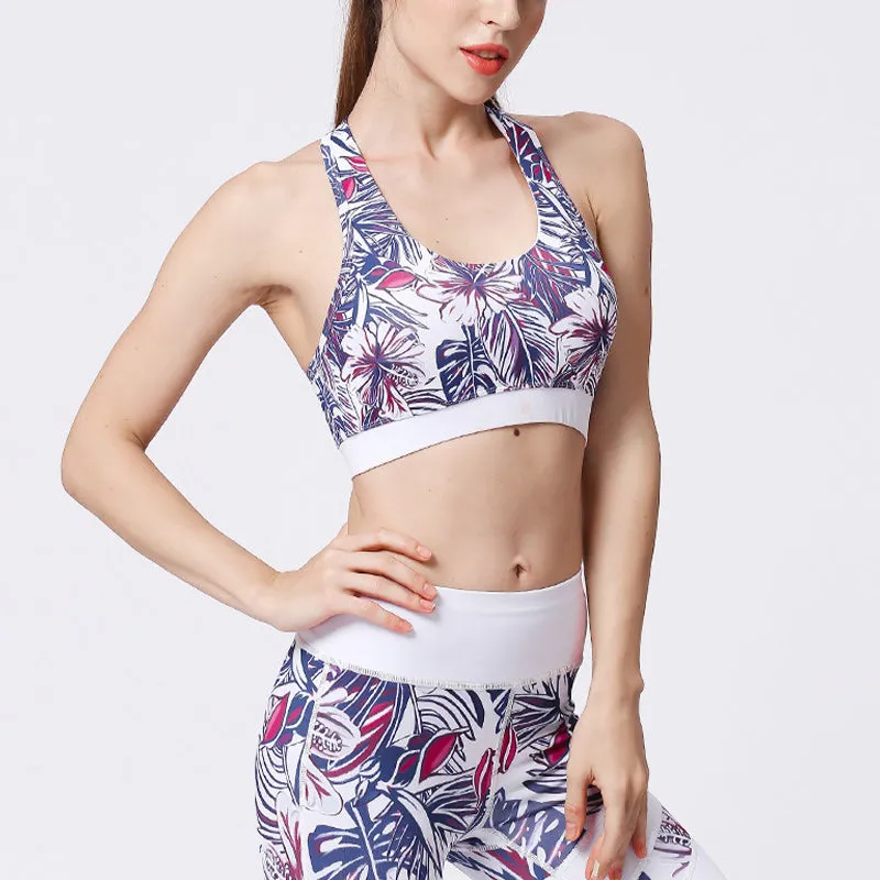 Buddha Stones 2Pcs Sunflower Flowers Leaves Print Top Pants Sports Fitness Yoga Women's Yoga Sets