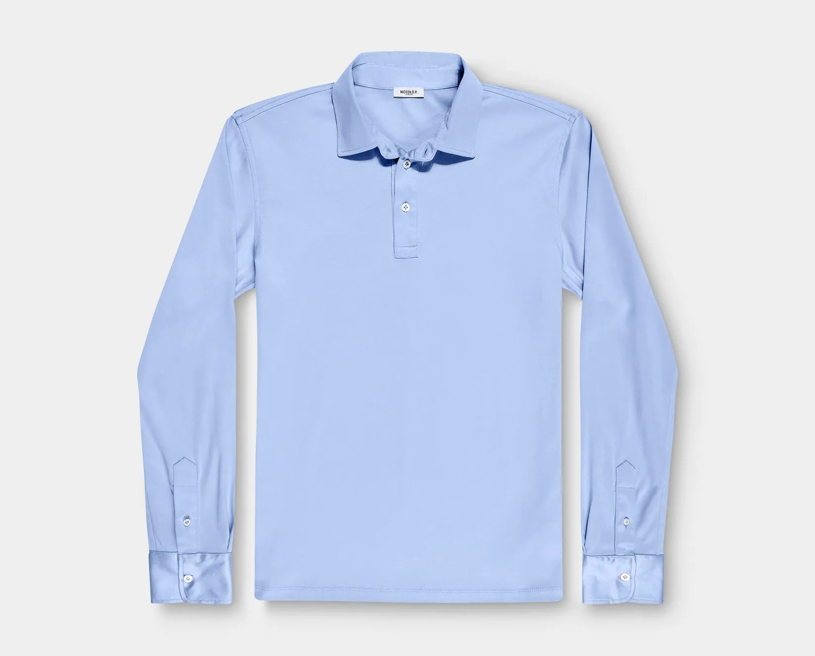 Cadiz Blue Long Sleeve Polo Shirt