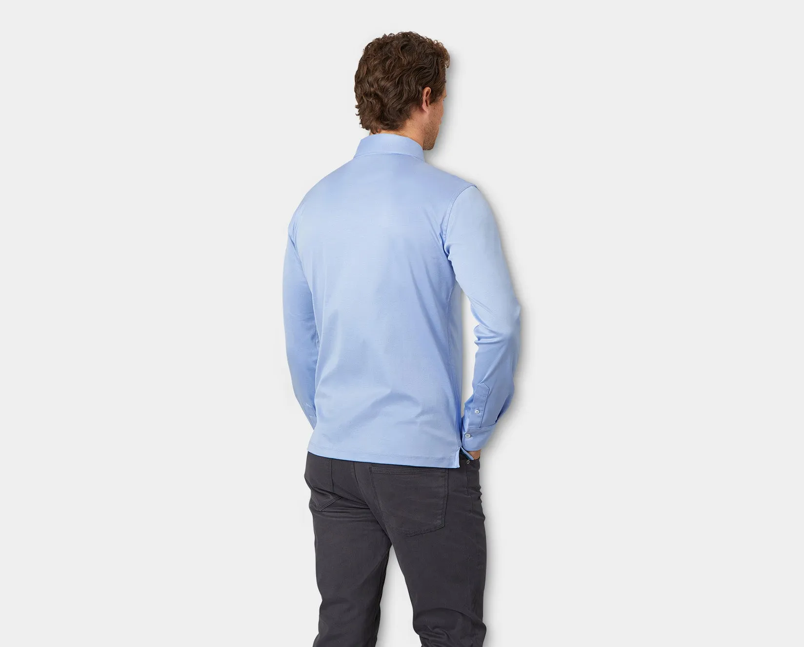 Cadiz Blue Long Sleeve Polo Shirt