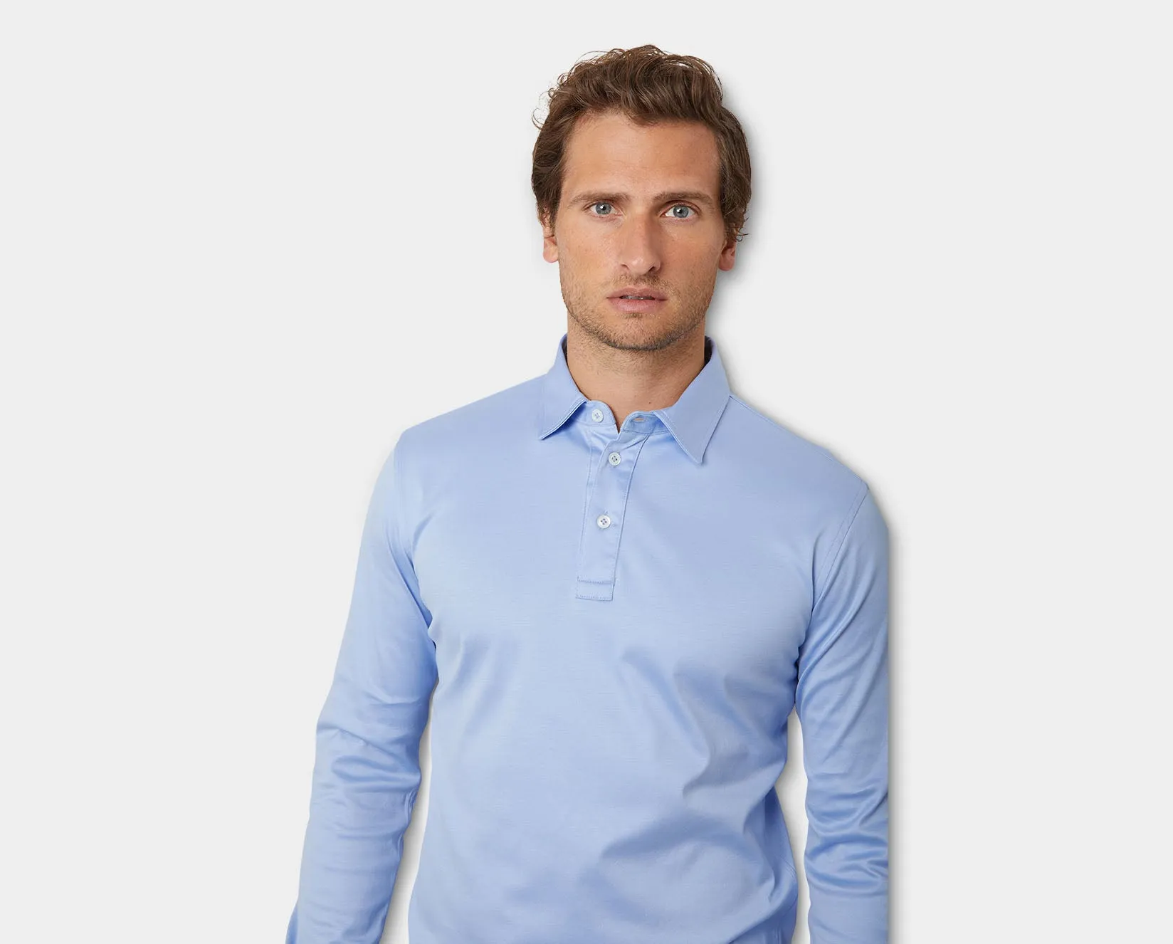 Cadiz Blue Long Sleeve Polo Shirt