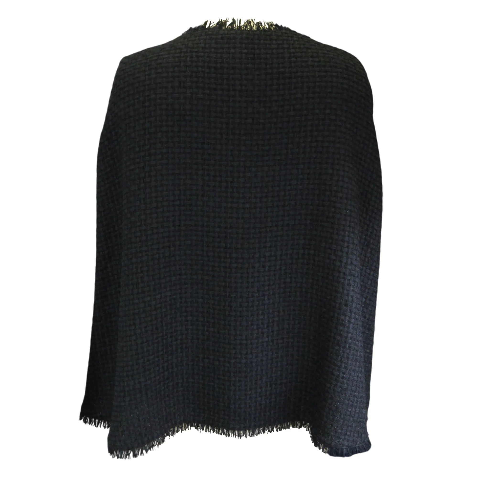 Chanel Black Tweed Cape Jacket