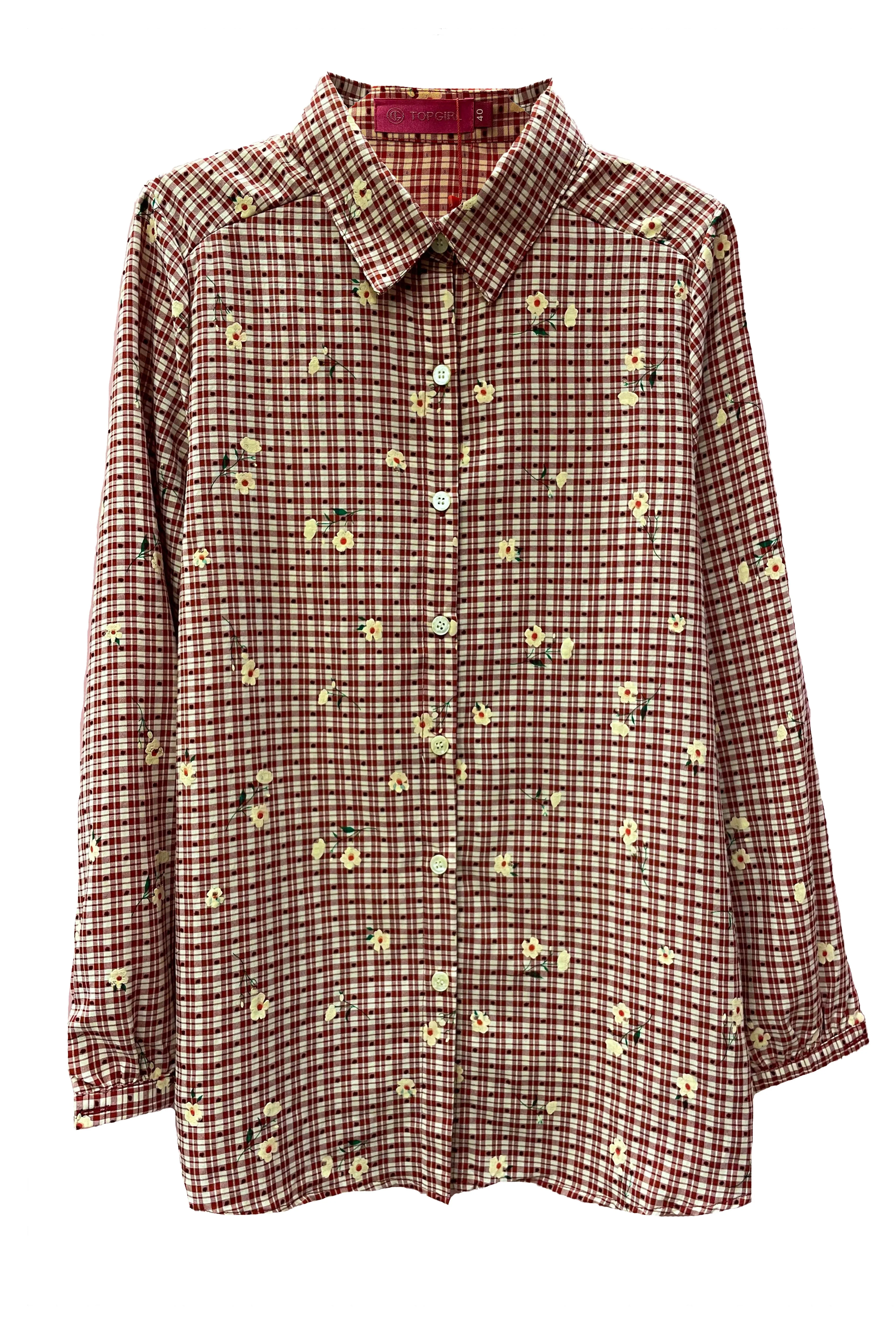 Checked Collar Blouse