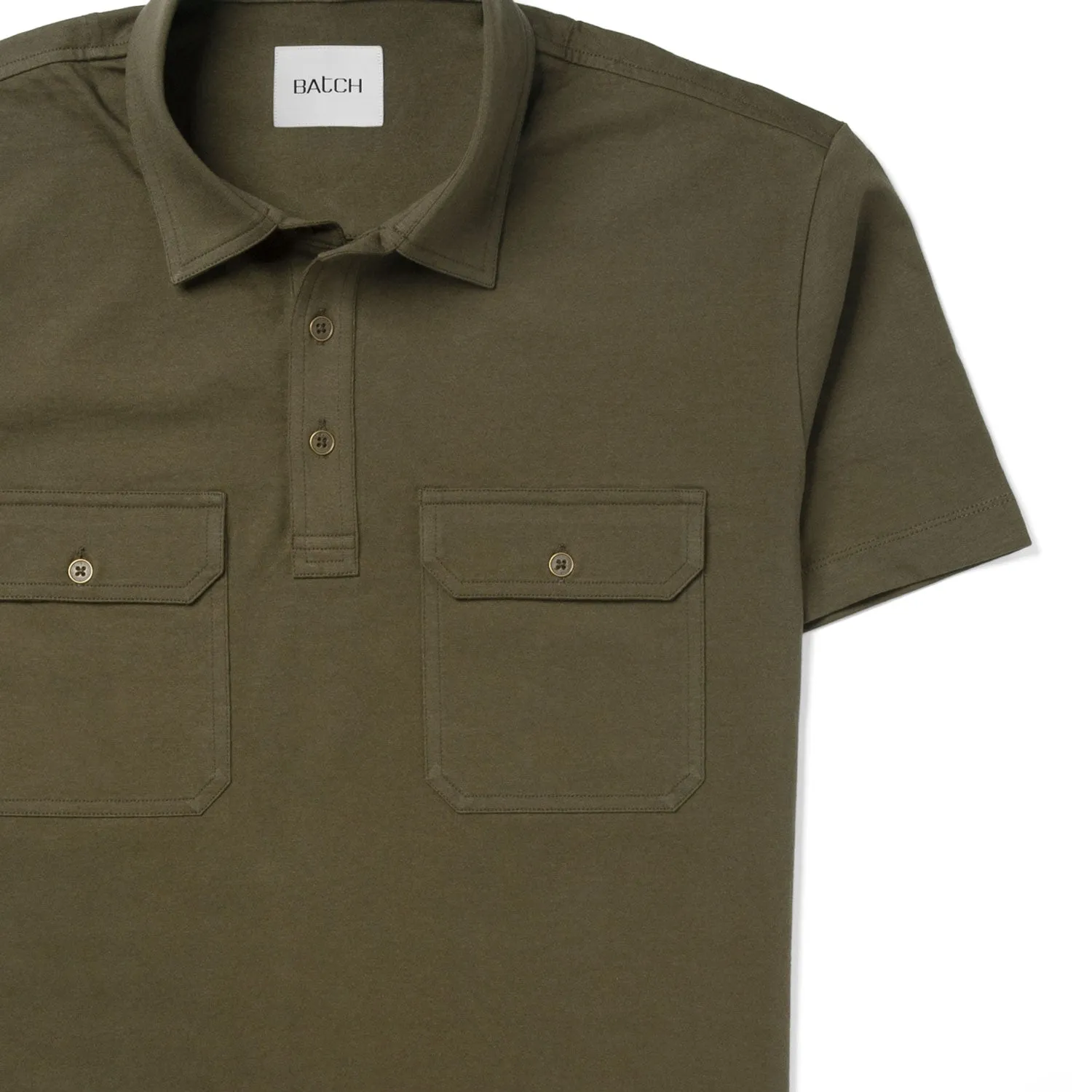 Constructor Short Sleeve Polo Shirt –  Olive Green Cotton Jersey