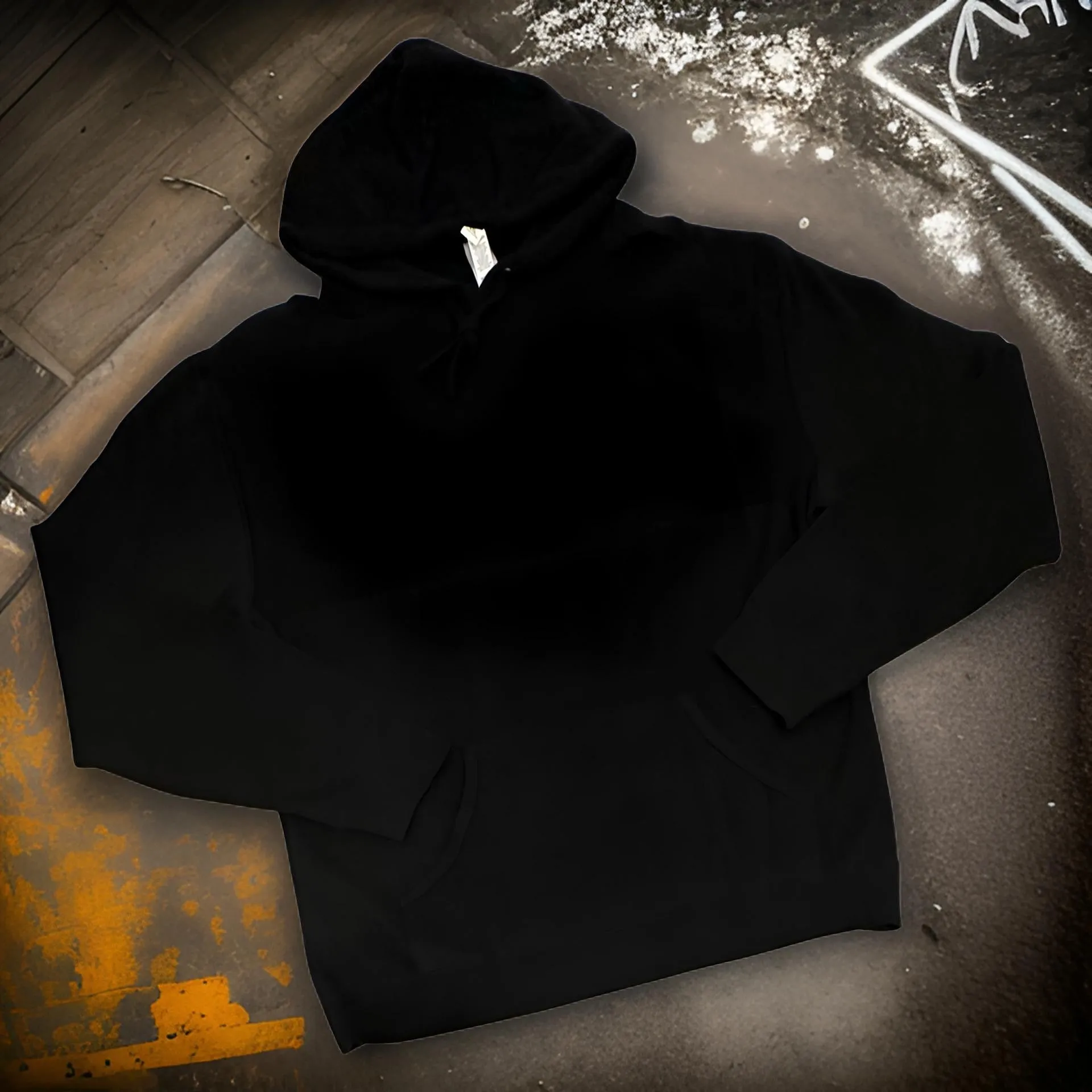 *DESIGN BY HUMANS* (BLACK) ZIP UP HOODIE (DISTRESSED LOGO STYLE)