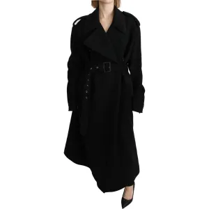 Dolce & Gabbana Elegant Black Wool Trenchcoat