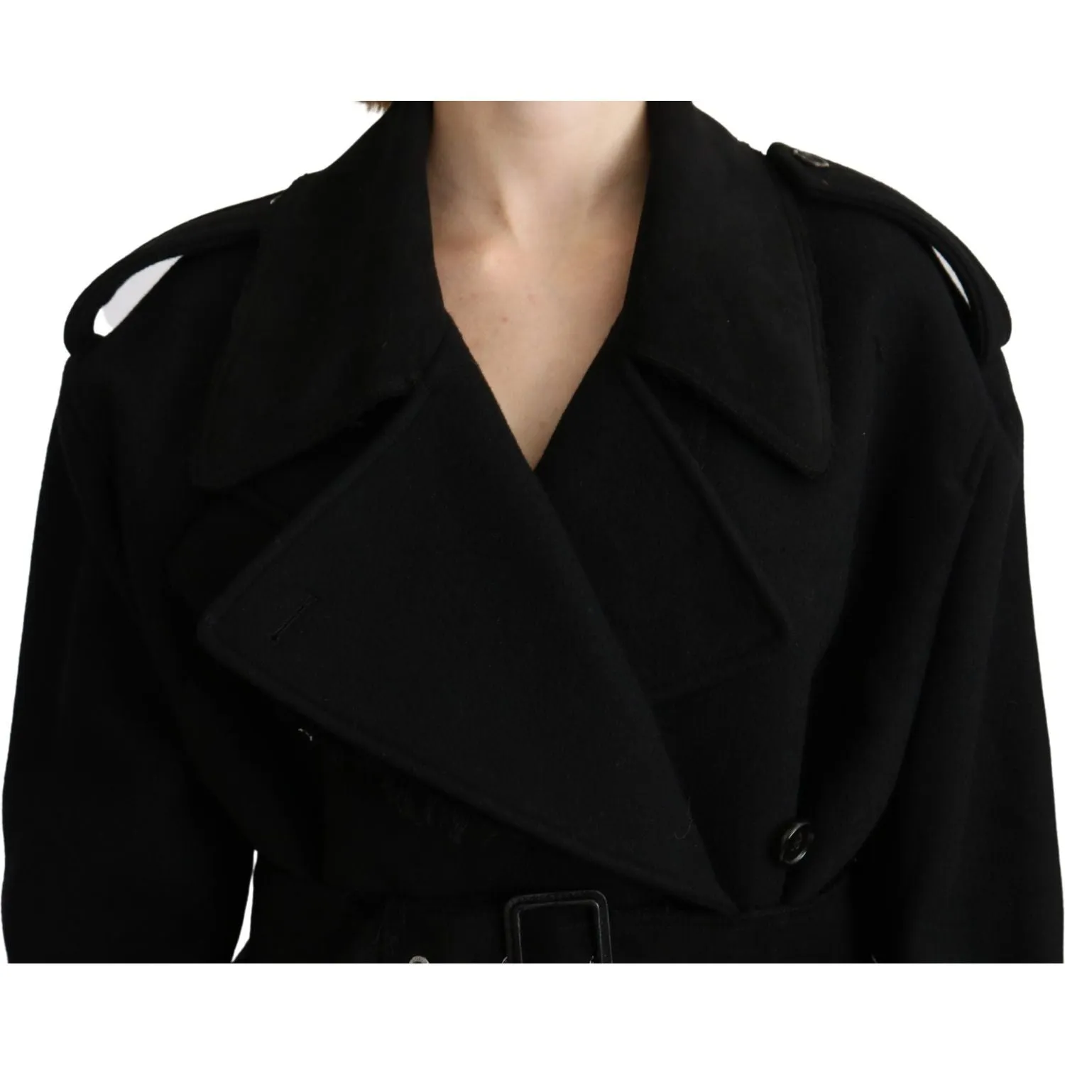 Dolce & Gabbana Elegant Black Wool Trenchcoat