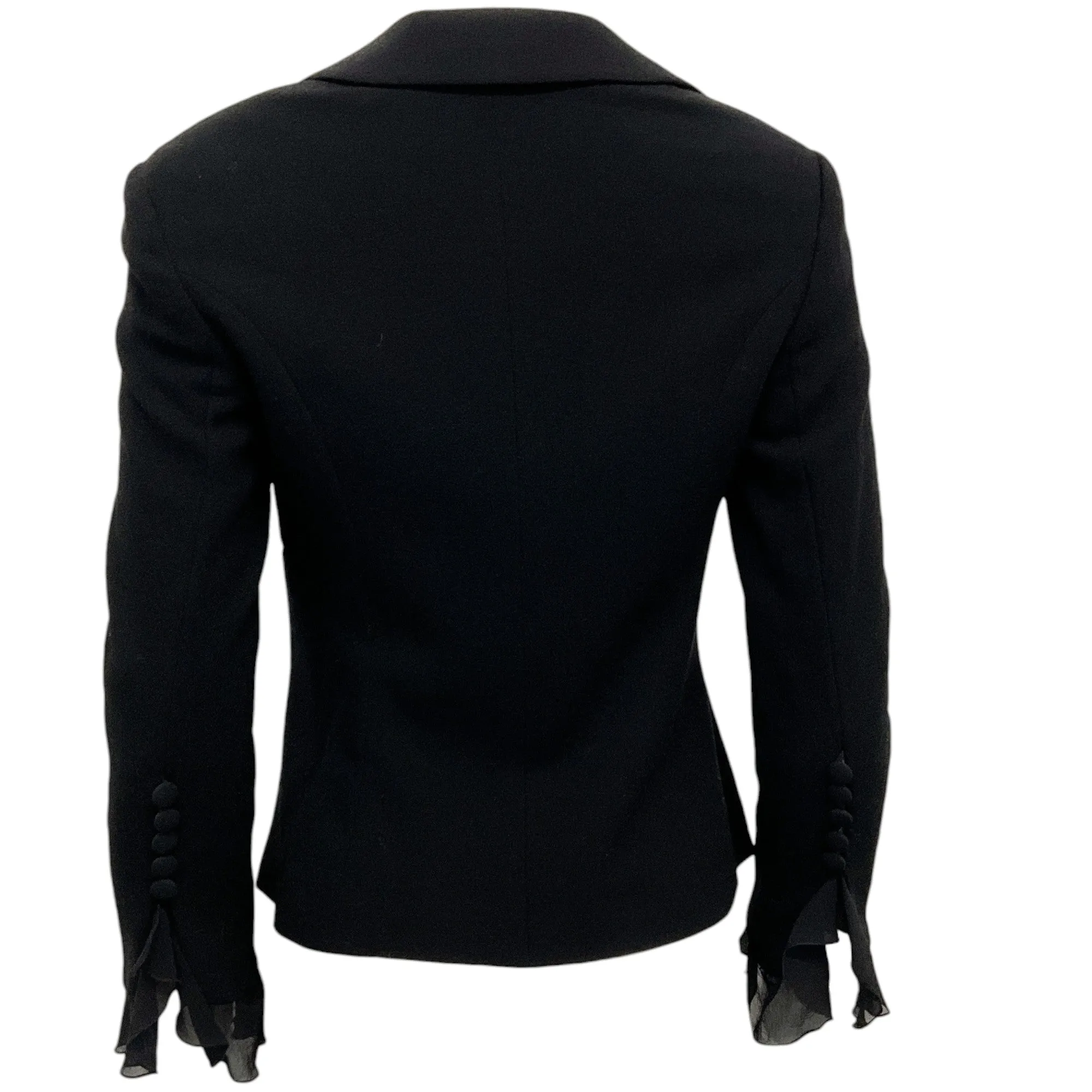 Escada Couture Black Crepe Ruffle Jacket