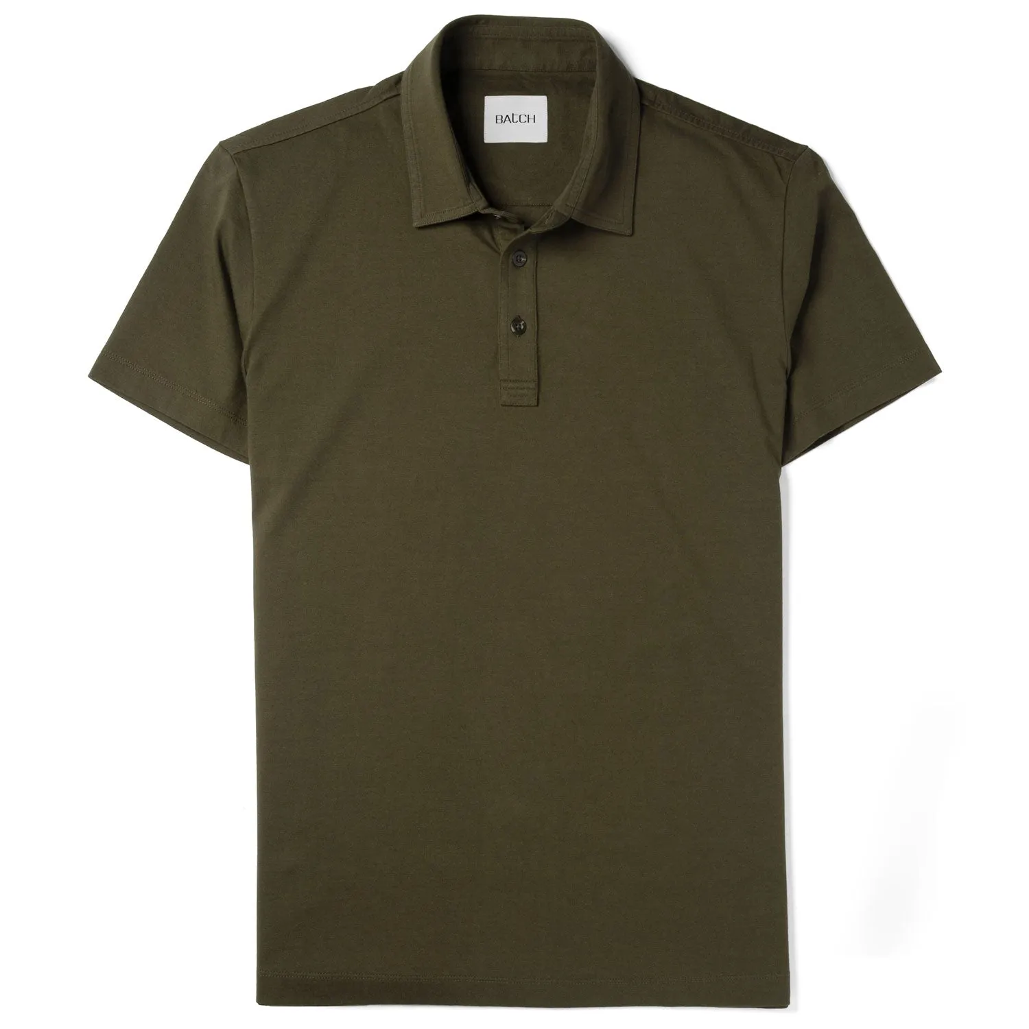 Essential Short Sleeve Polo Shirt –  Olive Green Cotton Jersey