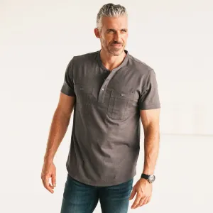 Fixer Short Sleeve Henley Shirt –  Slate Gray Cotton Jersey