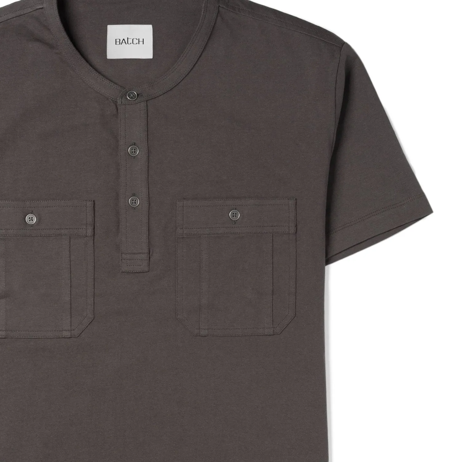 Fixer Short Sleeve Henley Shirt –  Slate Gray Cotton Jersey