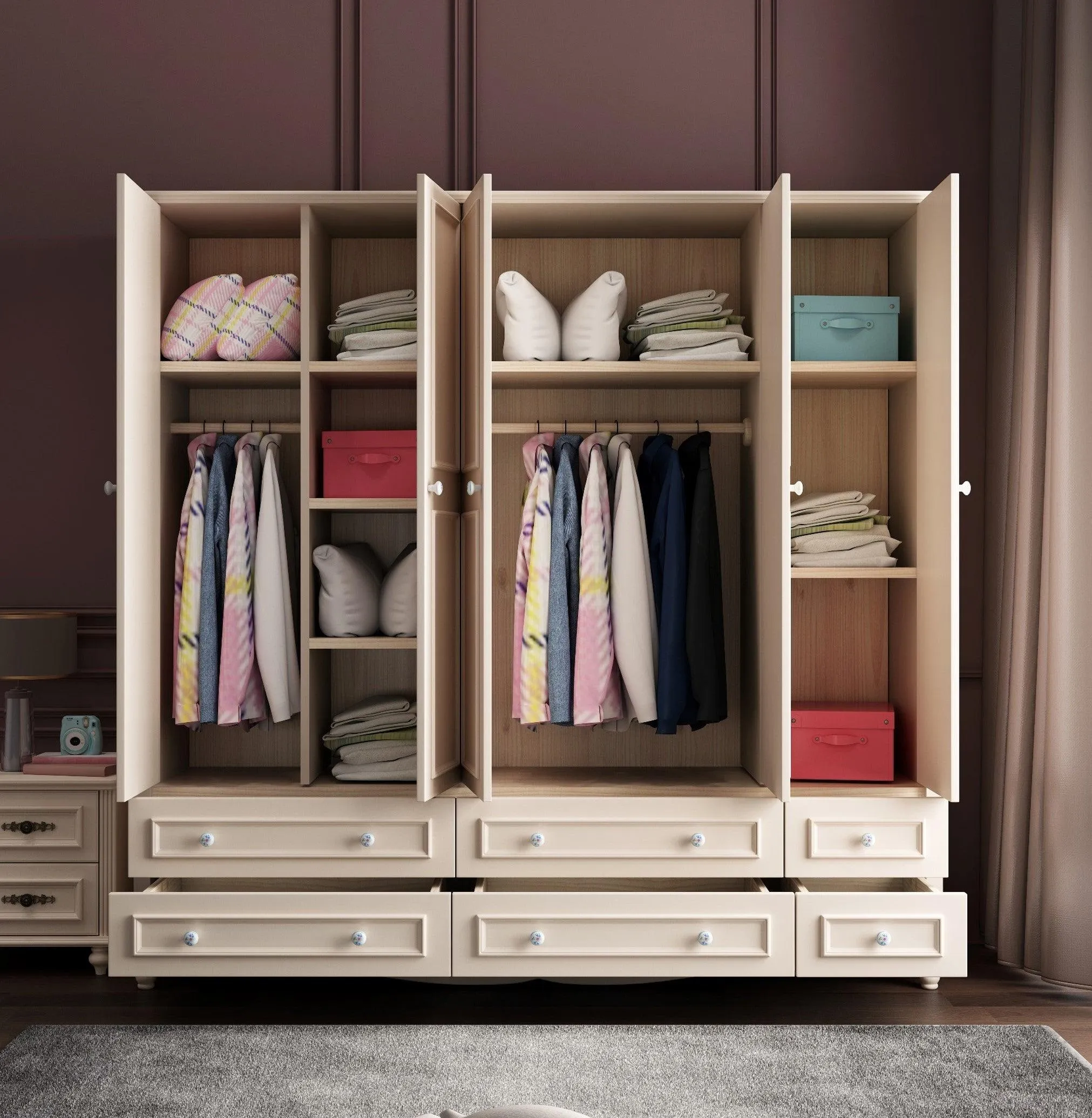 HB Rooms Pure Ivory Wardrobe (266#) - 3 or 4 doors options