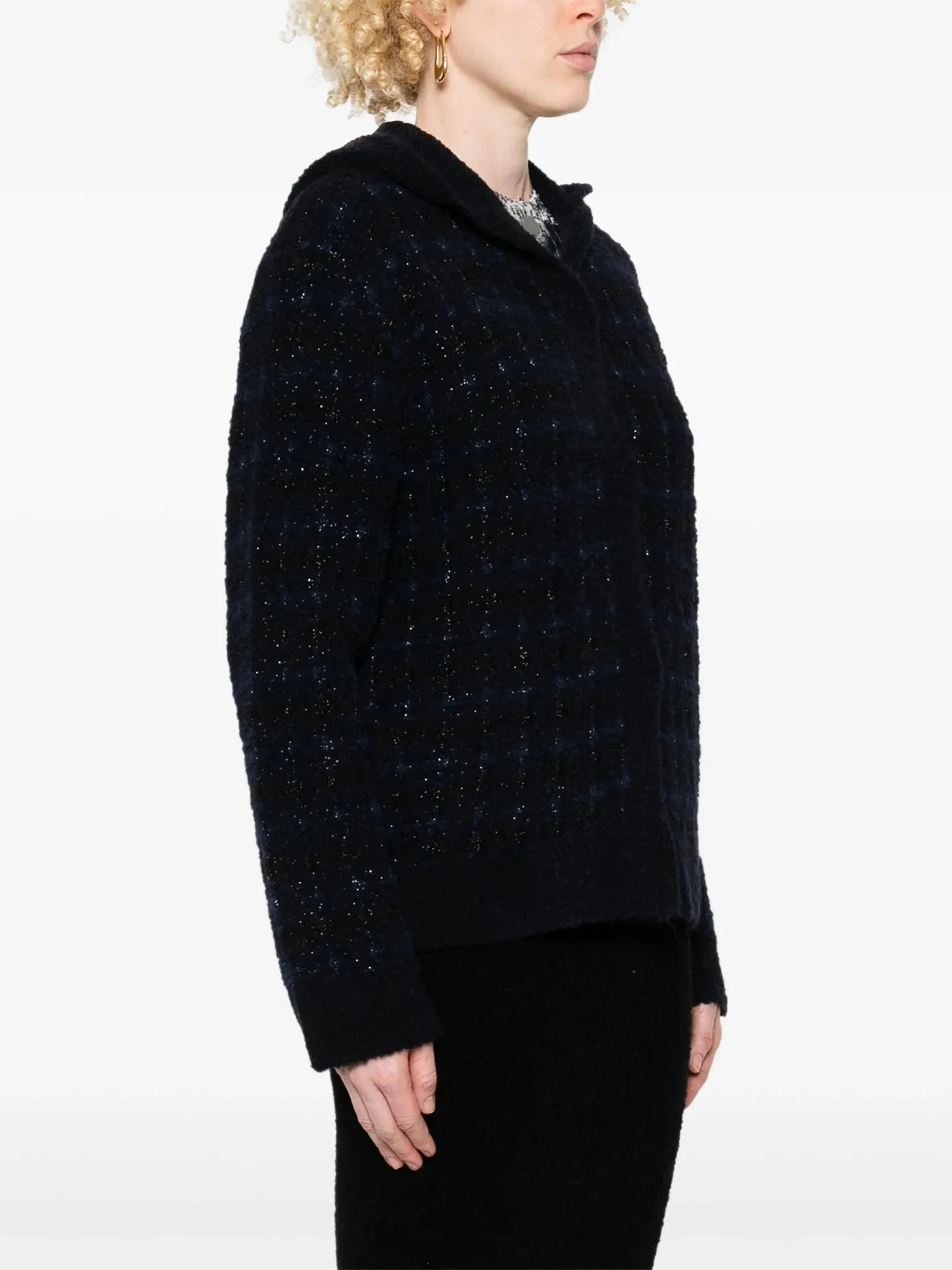 jacquard knit checked jacket