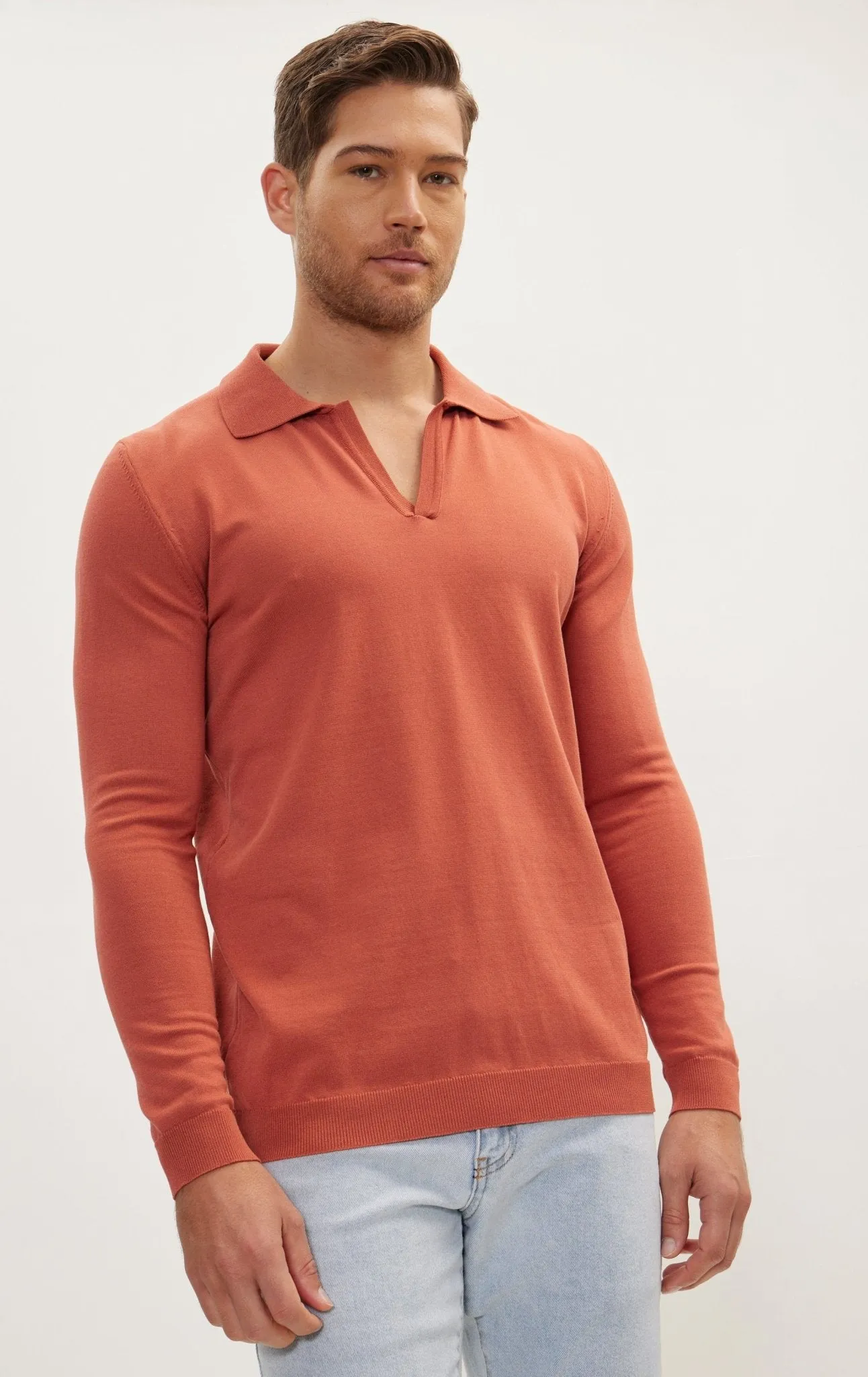 Johnny-Collar Sweater Polo - Tile