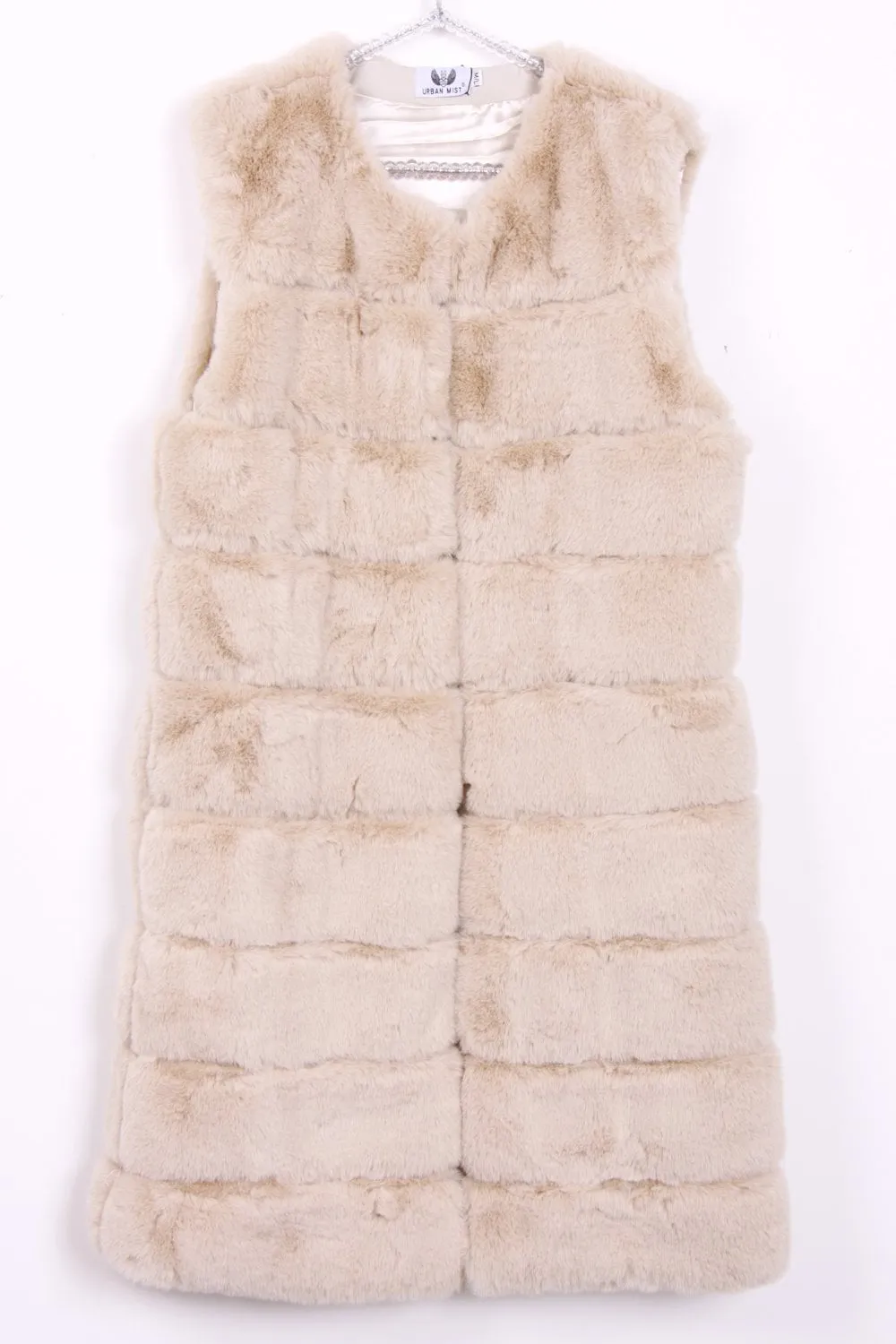 Longline Ultra Soft Faux Fur Leather Panelled Gilet