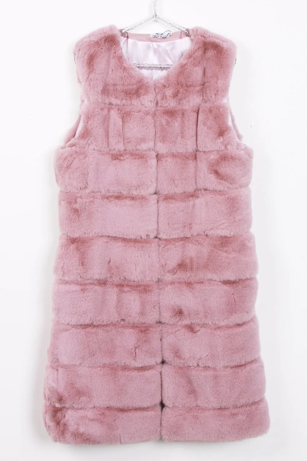 Longline Ultra Soft Faux Fur Leather Panelled Gilet