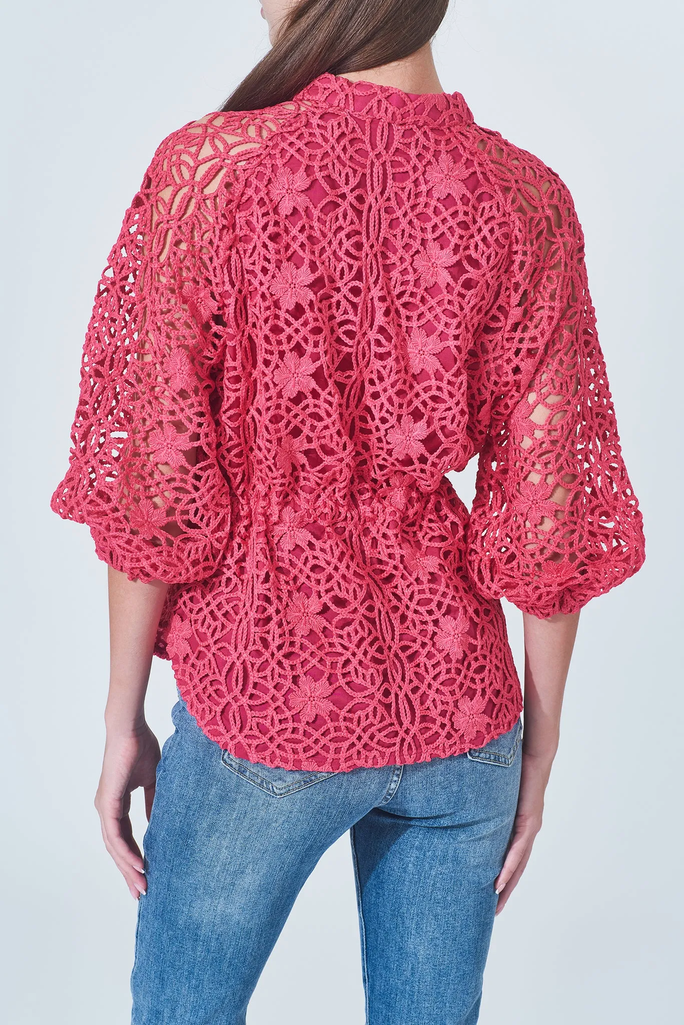 NAOMI Floral Lace Top (Fuchsia)