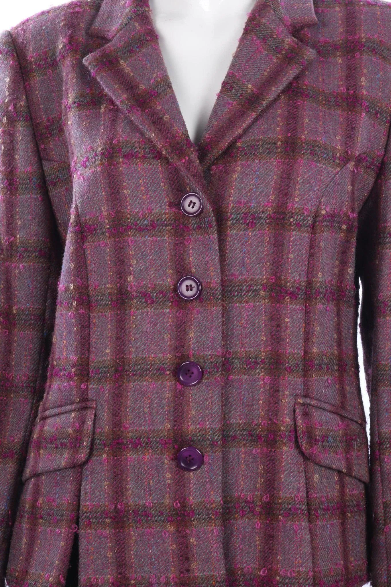 Overider Jacket Purple Check wool Mix UK Size 16