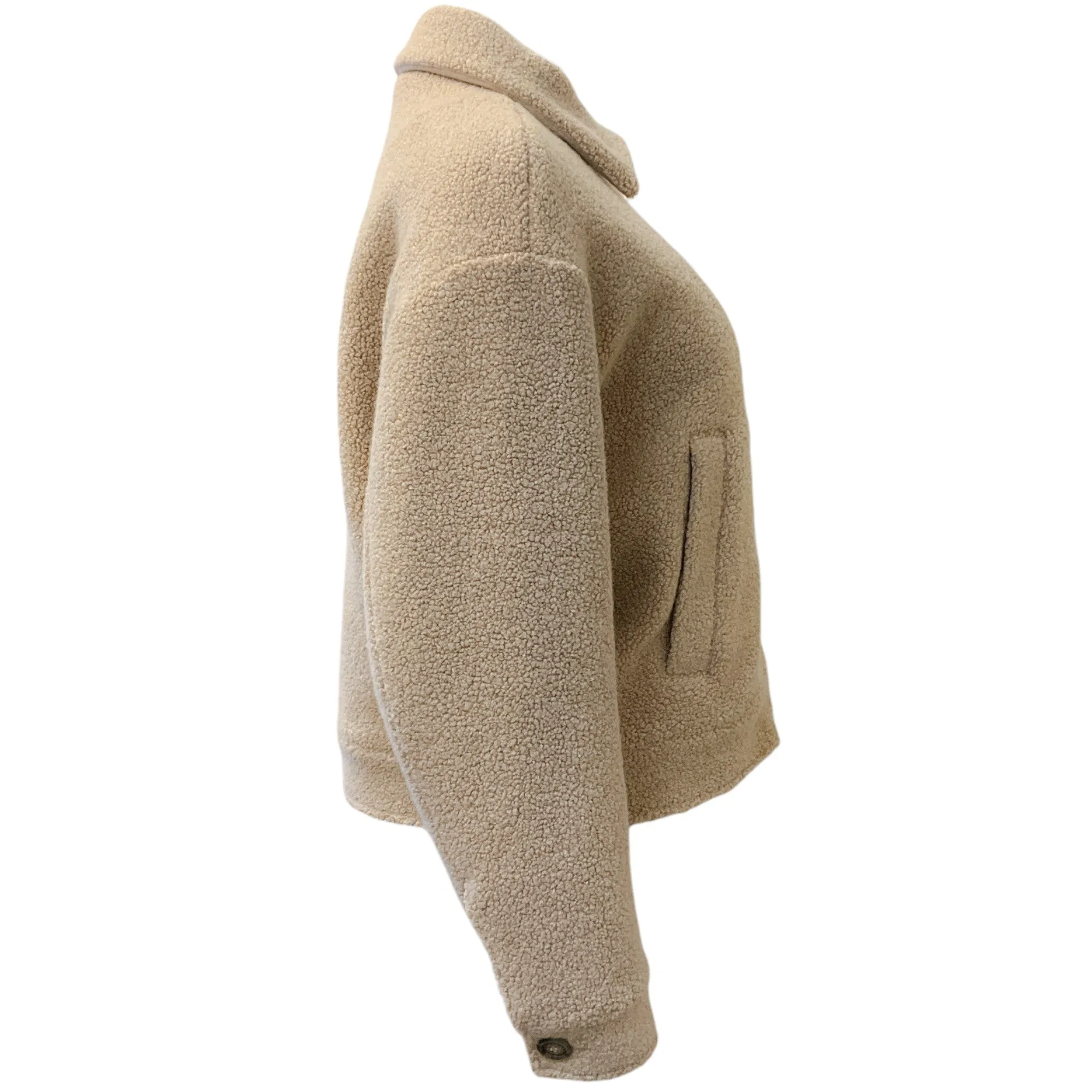 Peserico Easy Beige Wool Boucle Zip Front Jacket