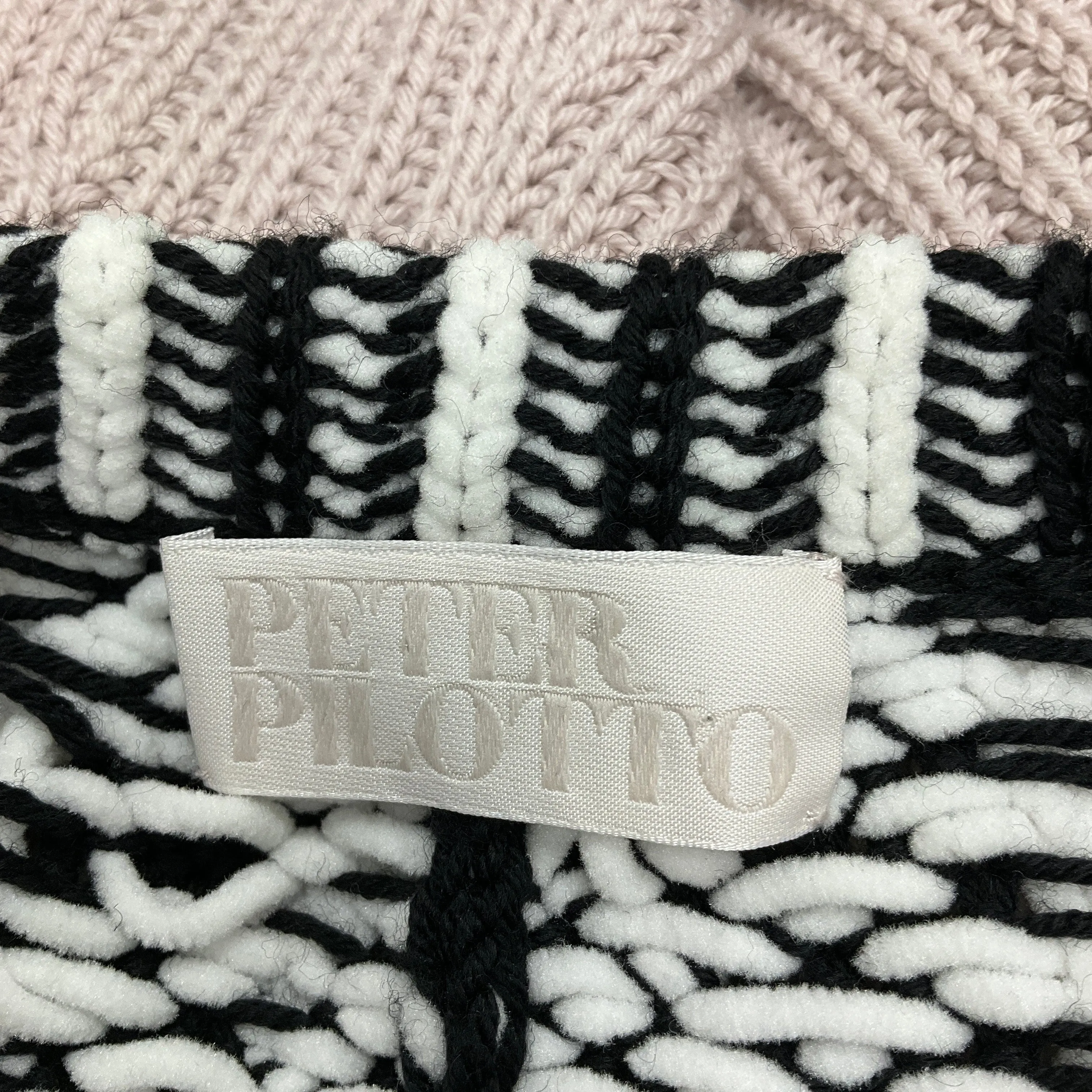 Peter Pilotto Beige / White / Black Wool Knit Poncho / Cape