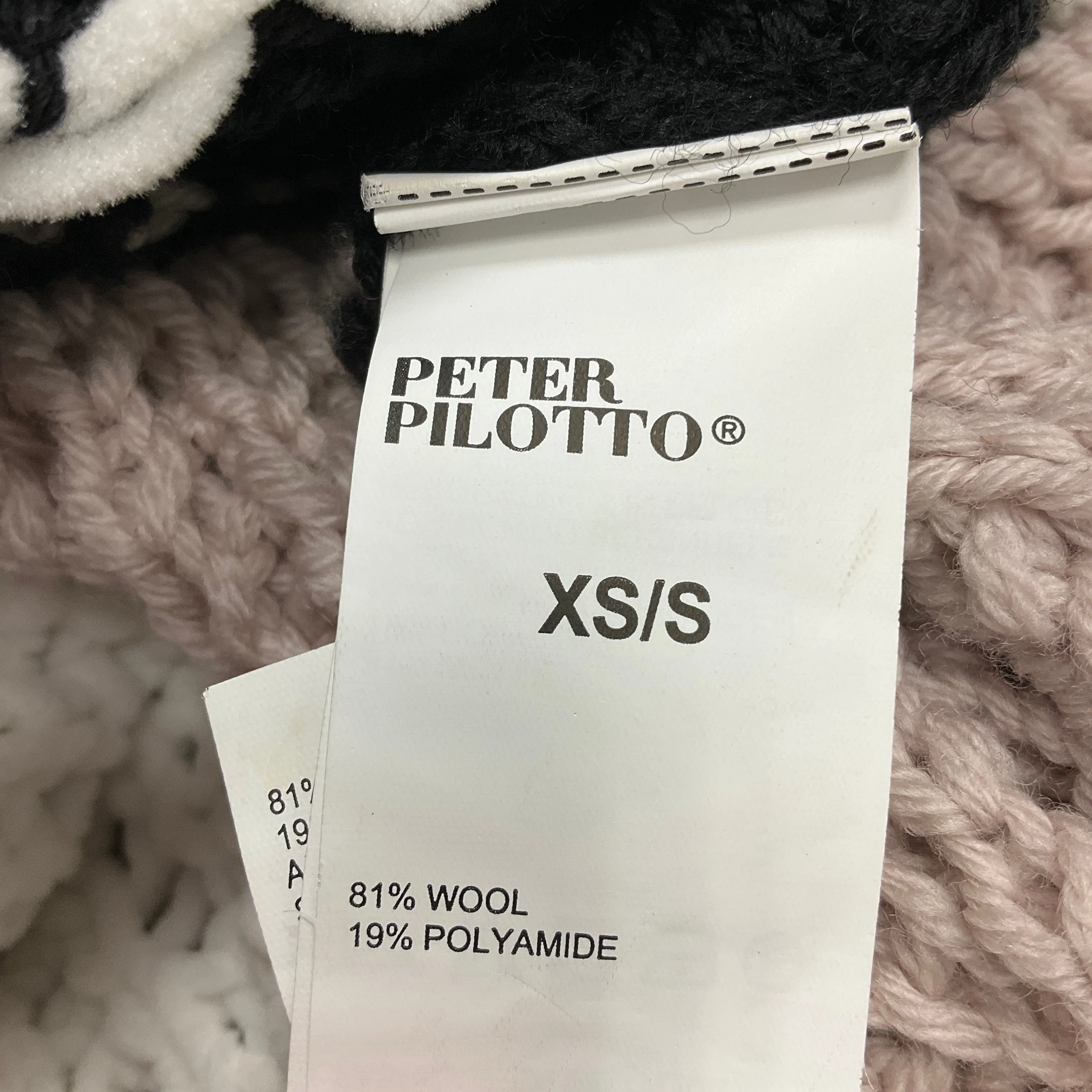 Peter Pilotto Beige / White / Black Wool Knit Poncho / Cape