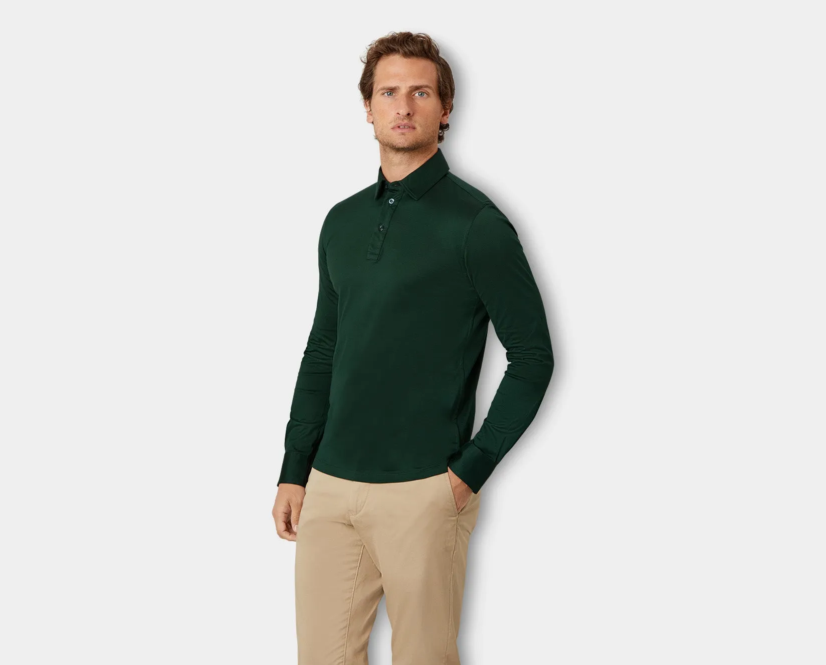 Racing Green Long Sleeve Polo Shirt