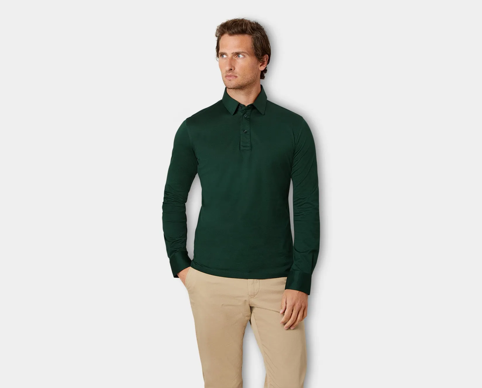 Racing Green Long Sleeve Polo Shirt