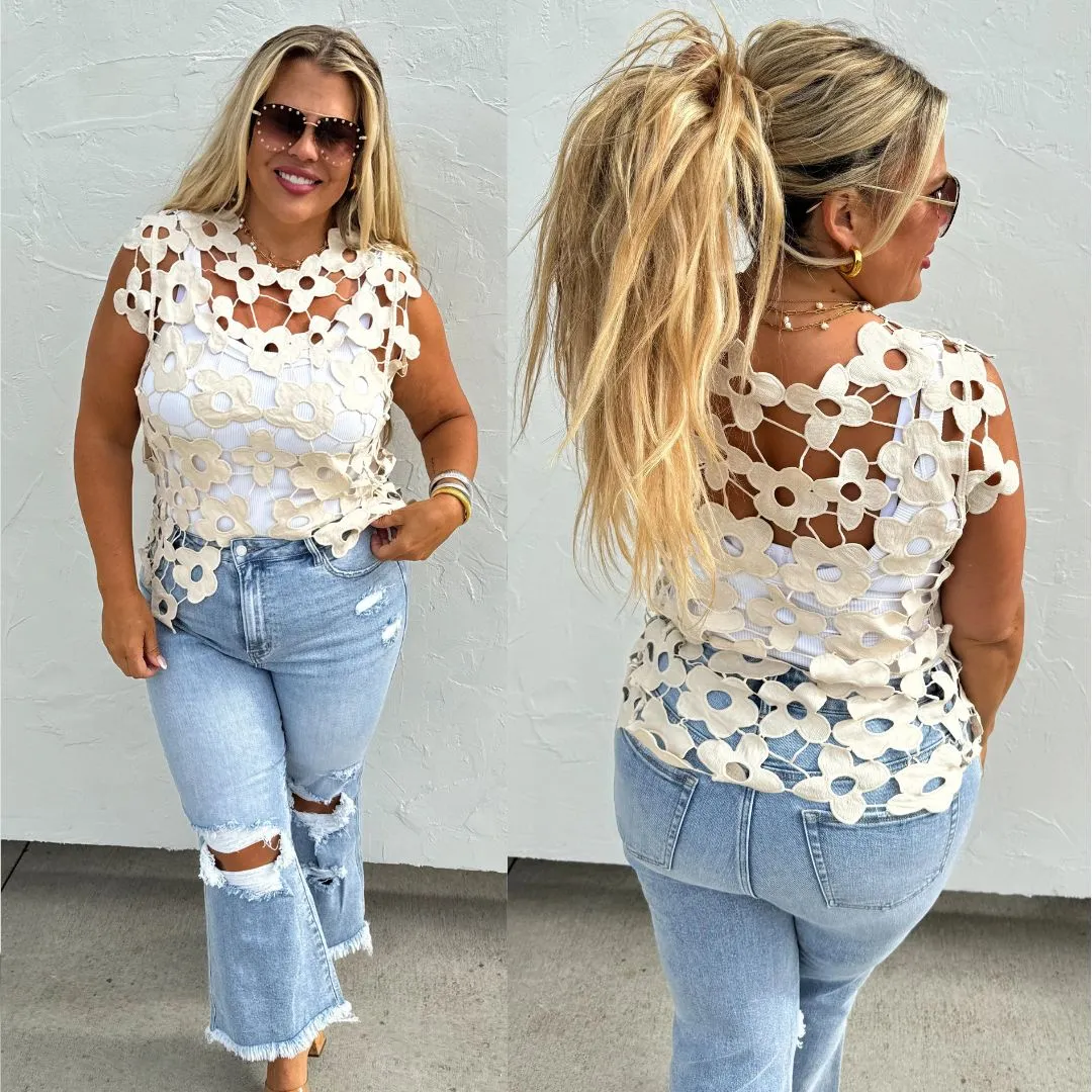 Scarlett Crochet Flower Top Pre-Order