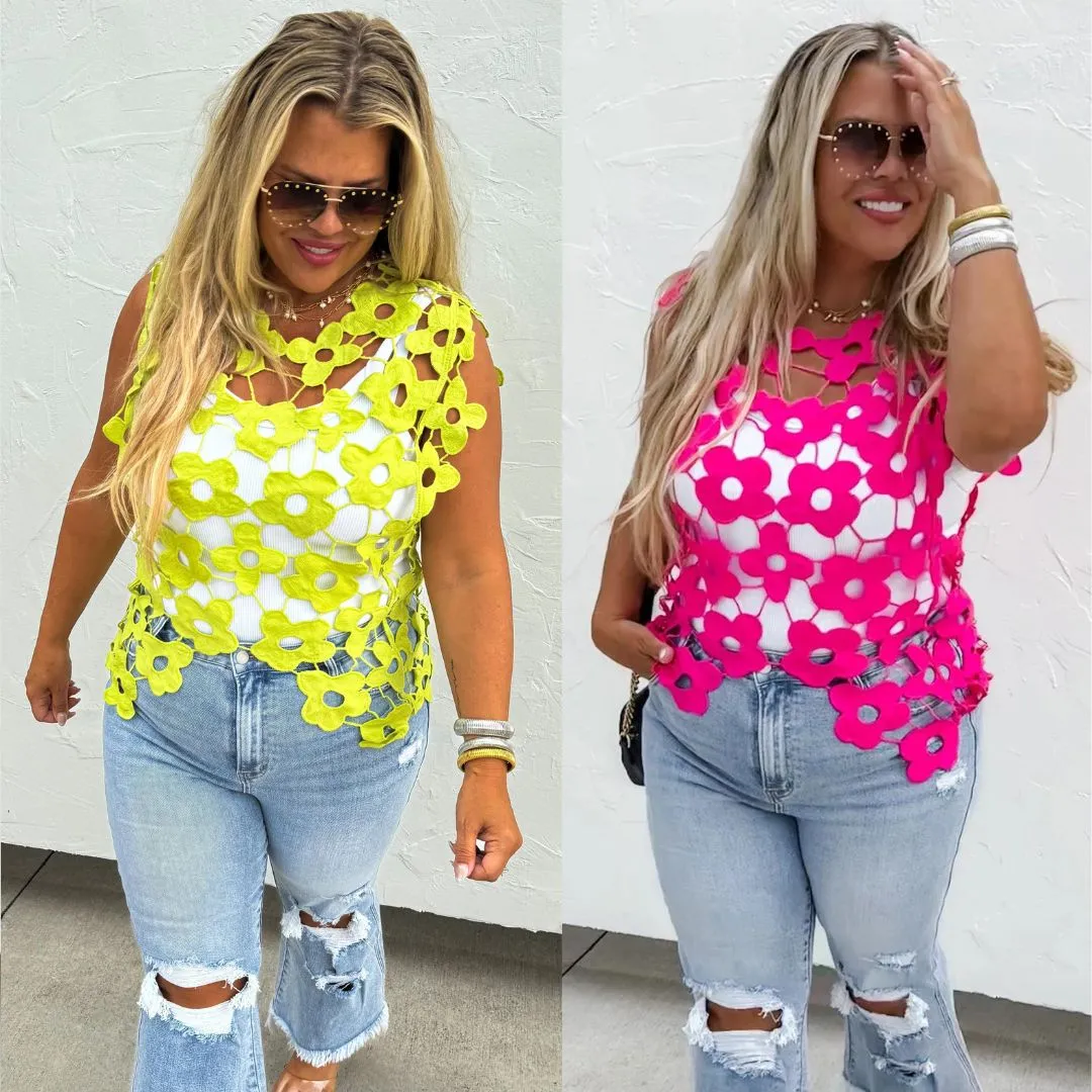 Scarlett Crochet Flower Top Pre-Order