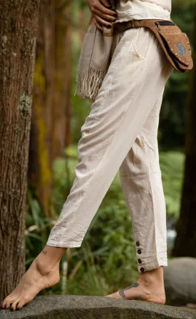 Tribal Linen Harem Pants - White