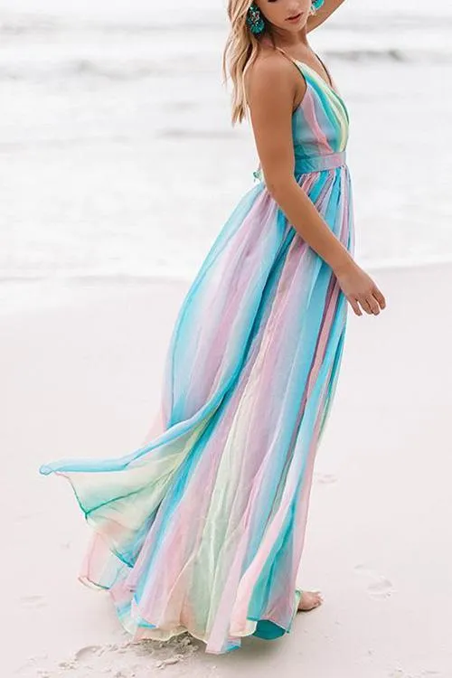 V Neck Backless Maxi Dress