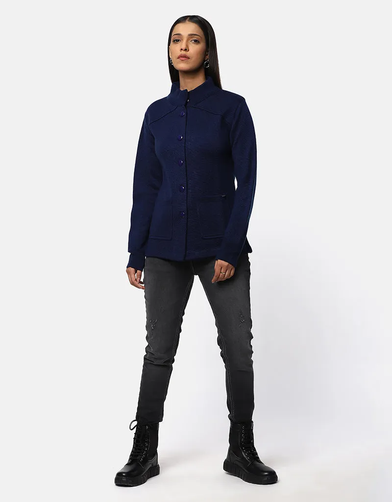 Women Woolen Ban Neck With Front Pocket