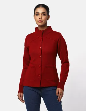 Women Woolen Ban Neck With Front Pocket