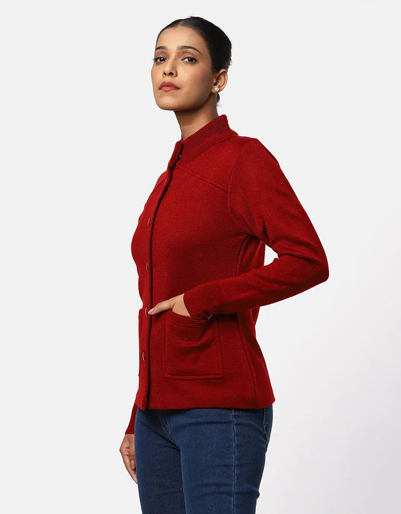 Women Woolen Ban Neck With Front Pocket