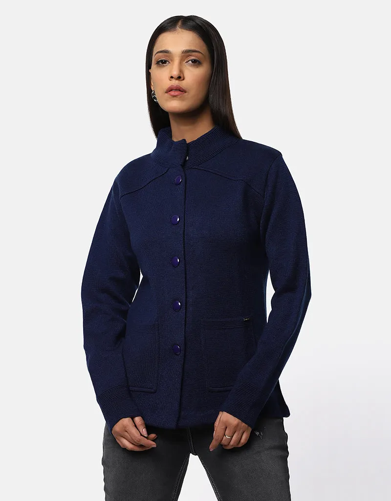 Women Woolen Ban Neck With Front Pocket