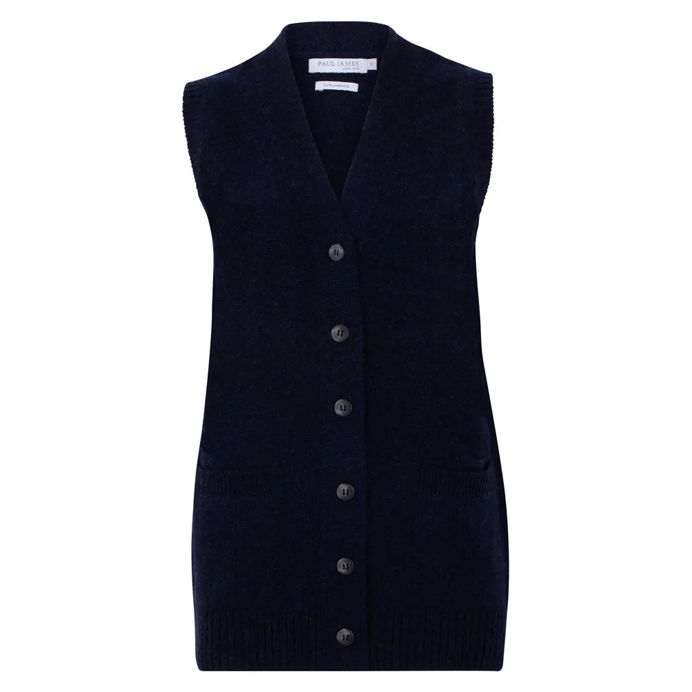 Womens Lambswool V Neck Waistcoat with Pockets